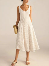 Full Size Striped Sleeveless Midi Dress Plus Size
